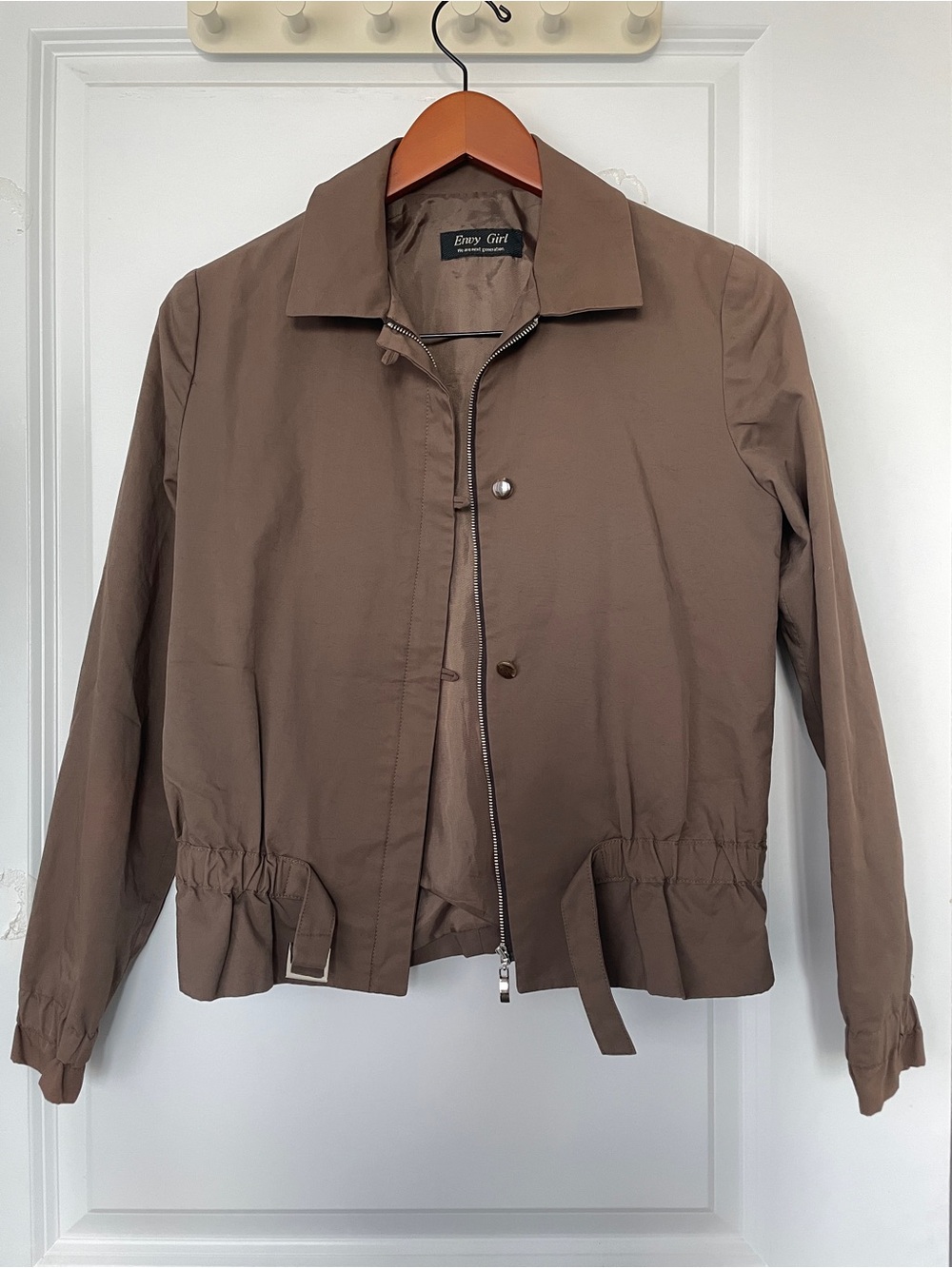 Women's Brown Casual Zip-Front Jacket